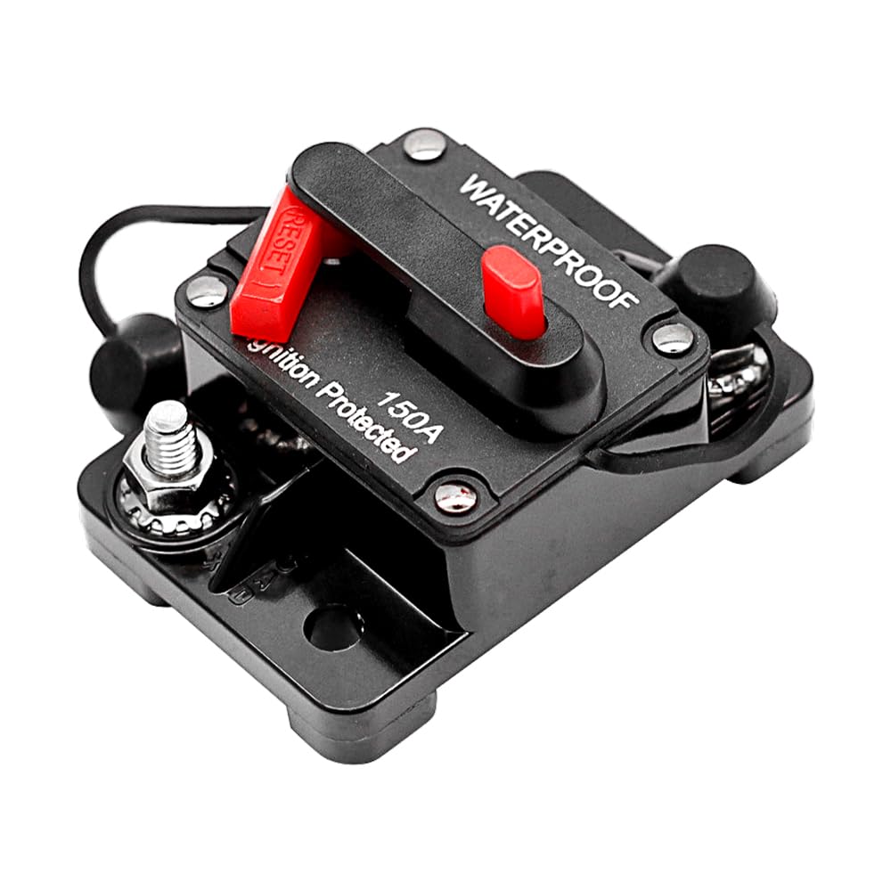 Disyuntor DC12-48V, resistente al agua, reajuste manual, portafusibles, interruptor de reinicio y protección para motor de coche, audio marino