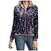 UYISJ Carnival Festival Costumes for Women Mardi Gras Sequin Jacket Front Zip Up Glitter Bomber Jackets New Orleans Outfits Sequin Mardi Gras Shirts for Women B, Purple