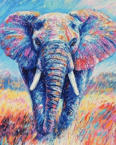 Broderie point de croix éléphant fantastique et perles 3D aux finitions artistiques