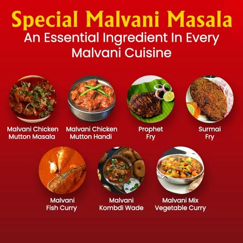 Image of SRV SPICES Special Malvani (Malwani) Masala | Perfect for Seafood | Crafted with 24 Handpicked Ingredients | Rich, Aromatic Flavor from 57 Years of Expertise | Traditional Maharashtrian Masala | 100g Pack