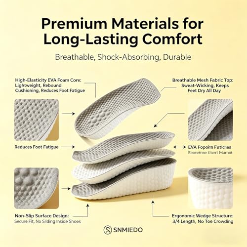 Image of 3Pairs Height Increase Insoles - Invisible Heel Lift Inserts for Men & Women, Shock Absorption Elevator Shoe Pads with Arch Support, Boost Height 1.5 /2.5 /3.5cm for Sneakers Boots Shoes