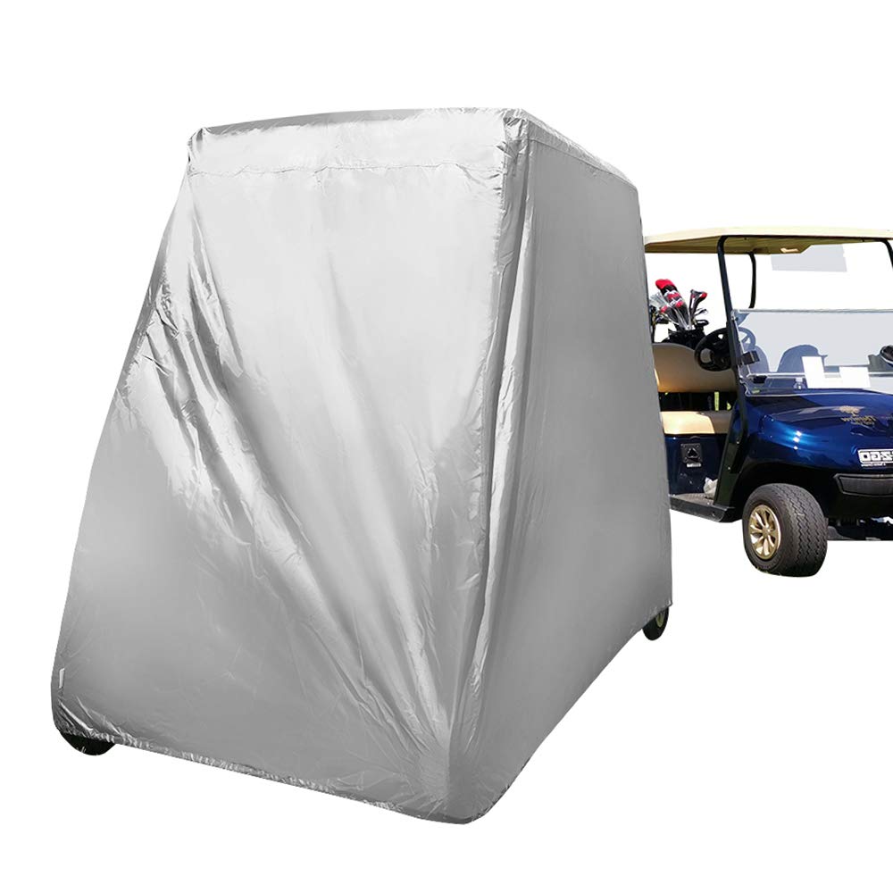 Seamander Waterproof Golf Cart Cover 2-4 Passenger Dustproof Storage for EZ Go Club Yamaha (Grey, M:Fit for 2 Passenger)