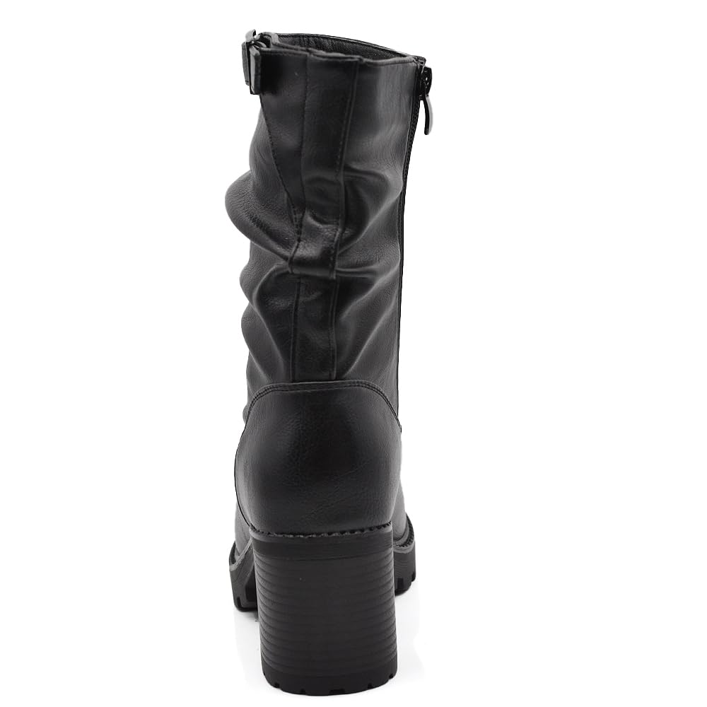 IF FASHION Stivaletti Tronchetti Chelsea da Donna In Pelle Sintetica Con Tacco Grosso Plateau 6629