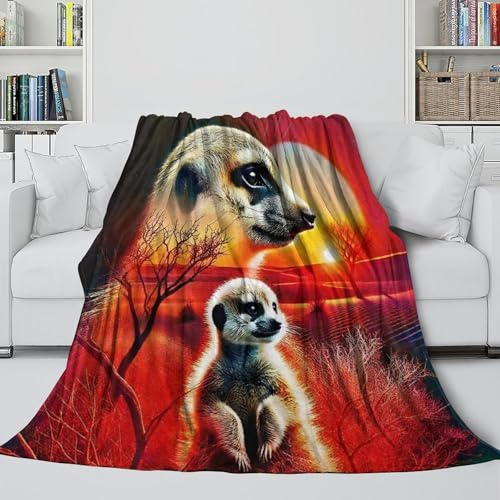 Plaid Meerkat en microfibre premium, couverture chaude douce 3D - 5