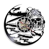 1. Größe: 30 cm 1 Stück Dead Pilot Propeller Flugzeug Wandkunst Zuckerschädel Schallplattenuhr Home Decor Wandleuchte Horror Lighting-Keine