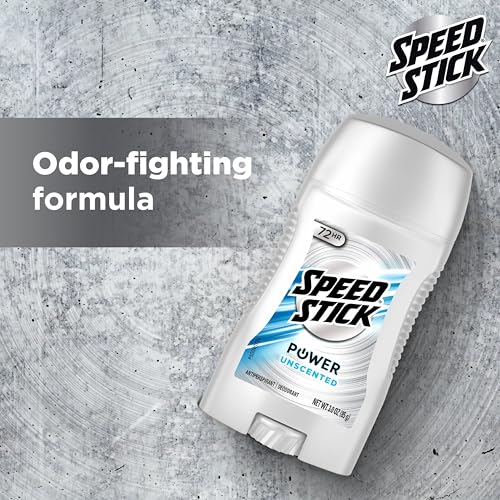 Image of Speed Stick Power Antiperspirant Deodorant for Men, 72 HR Sweat & Odor Protection, Unscented, 3.0 oz Stick (4 Pack)