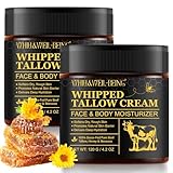WHLH & WELL-BEING Beef Tallow for Skin, Beef Tallow and Honey Balm, Moisturizer for Face & Body Skin Care(2Pack)