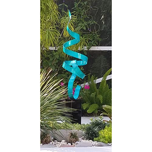 Statements2000 48" Large Metal Yard Sculpture, Indoor-Outdoor Garden Statue By Jon Allen Metal Art, Teal Perfect Moment, Black Base #TOP1
