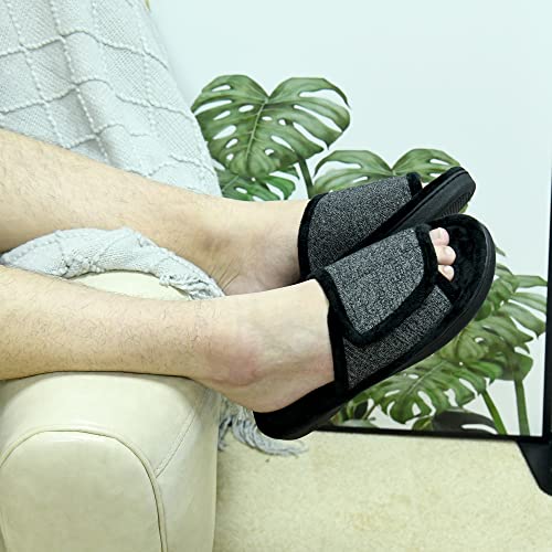 DL Adjustable Men's Memory Foam Slippers, Comfy Indoor Outdoor, Breathable Slide Bedroom Slippers Size 7-142