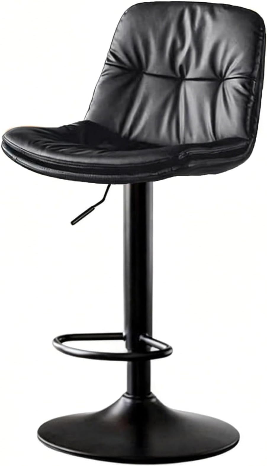 PU Leather Adjustable Swivel Barstools, Bar Stools With Back, 360° Swivel Chairs With Footrest For Home, Pub, Kitchen, Dining Room Black