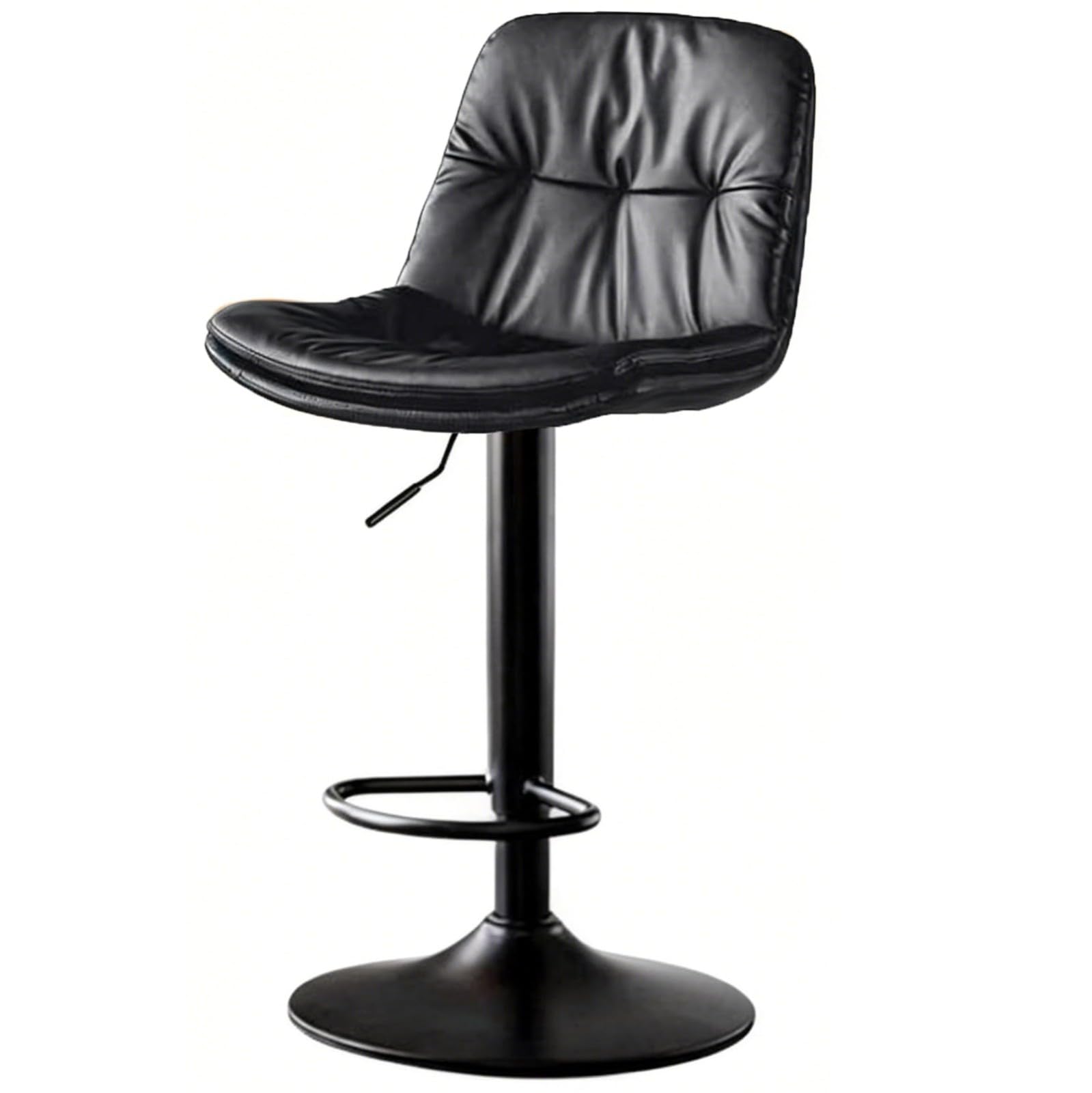 PU Leather Adjustable Swivel Barstools, Bar Stools With Back, 360° Swivel Chairs With Footrest For Home, Pub, Kitchen, Dining Room Black