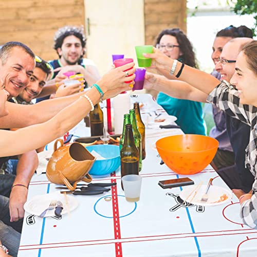 Boao Hockey Tablecloth Ice Hockey Field Table Cover Plastic Tablecloth Dining Room Kitchen Rectangular Table Cover For Patio Picnic Camping Spring Summer Sport Events 54 X 96 Inch, 100G, White(1 Pcs) #TOP4