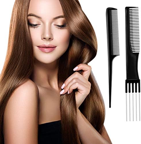 10 Pcs Hair Combs Set Wide Tooth Comb Anti-static Barber Comb Fine Hair Styling Comb Professional Hairdressing Comb Detangling Combs Rat Tail Comb for Long Wet Thick Curly Hair Men Women Salon & Home