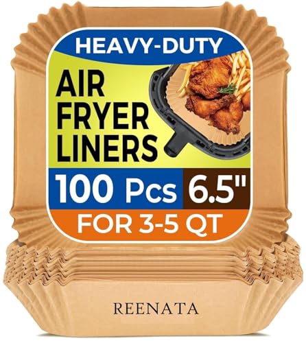 100Pcs, Disposable Air Fryer Paper Liners, Non-Stick Oil Resistant Parchment Paper for Frying, Baking, Cooking, Roasting and Microwave(Air Fryer 100)