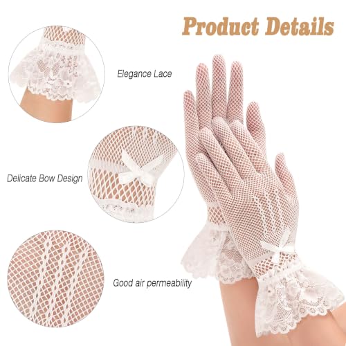 Avidlove Lace Gloves Women Tea Party Vintage Elegant Short Mitten Mesh Glove for Dressy Women Wedding Holiday Costume — view 6