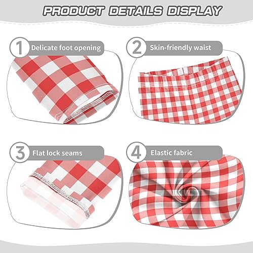 Wusikd Red White Gingham Girls' Leggings Toddler Doodles Tartan Kids Yoga Pants Dance Active Tights 9-10T3