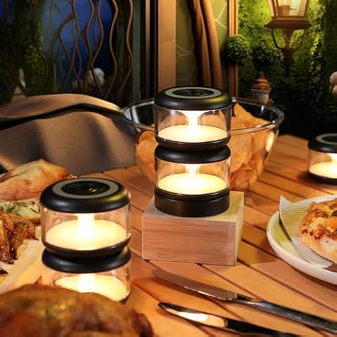 oneleaf Atmosphere Light Portable LED Night Light, Candle lamp, Three Lights with a Charging Base, Touch Switch Cordless Rechargeable Washroom,Stair,Bedroom,Camping(Black) (Black) Cover