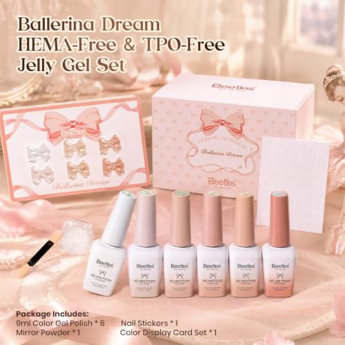 Image of Beetles Nude Jelly Gel Polish Set with Chrome Powder, Ballerina Dream