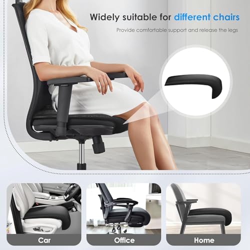 Image of FLORICH Car Seat Extender Leg Extender Support Cushion for Driver Seats Office Chair, Leather Carseat Leg Support for Long Drivers Universal Car Seat Cushion Legs Rest Pads-Black