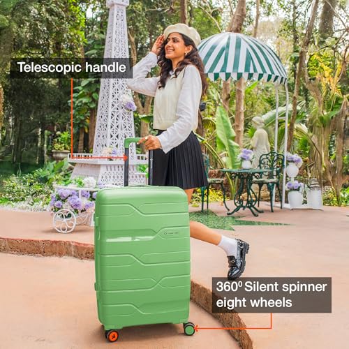 Image of Nasher Miles Paris Hard-Sided Polypropylene Check-In Luggage Avacado Green 28 Inch|75 Cm 8 Wheels Spinner Large Trolley Bag for Travel Suitcase