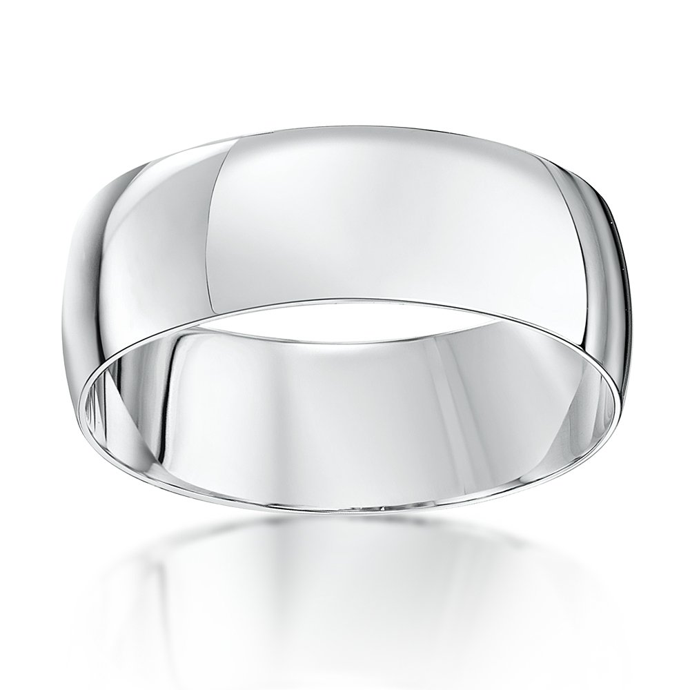 Theia Anillo de Bodas Unisex en Oro Amarillo o Oro Blanco, de 18k de 2-7mm, Forma D Pesada, Pulido