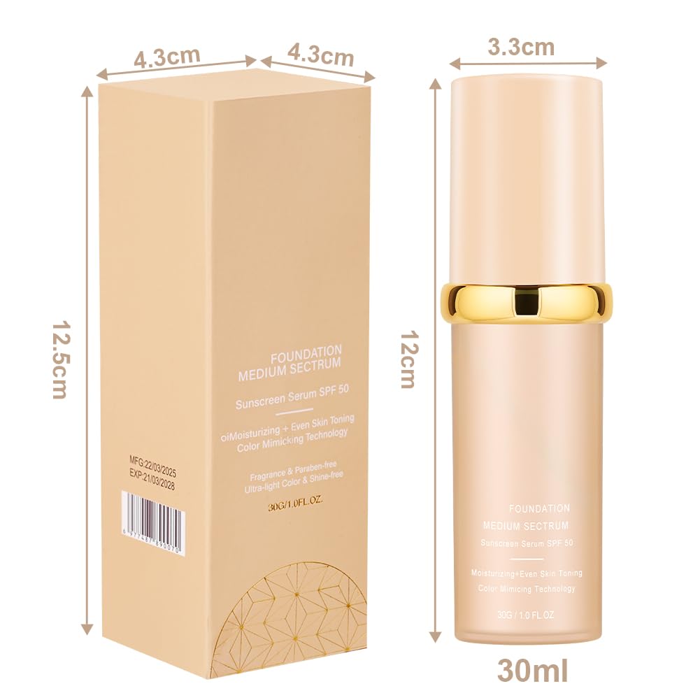 AUYAO 4 in 1 Colour Changing Foundation SPF50 Foundation Liquid Medium Spectrum Foundation - Image 2