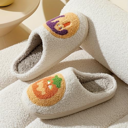Image of LNERIP Animal Slippers Fruit Slippers Plant Slippers Various Cartoon Patterns Fluffy Soft Memory Foam Retro Indoor Outdoor Home Couple Shoes
