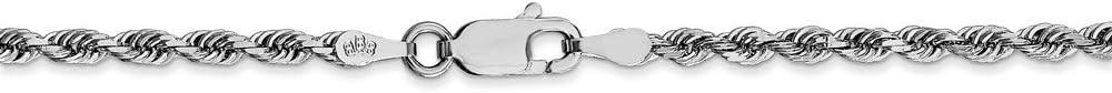 Real 14kt White Gold 2.75mm Diamond Cut Quadruple Rope Chain; 9 inch; Lobster Clasp