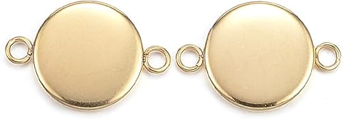 Miniatura 31 de Craftdady 100 conectores colgantes de bandeja de bisel de 0.98 pulgadas (0.984 in), color blanco cameo redondo, cabujón de acero inoxidable, doble