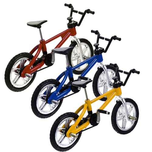 Kisangel 3pcs Miniature Alloy Finger Bikes Mini for Relief and Finger for Parties and Campus Games