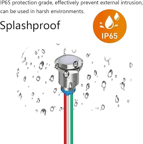 Miniatura 72 de 5pcs 0.472 in LED Metal Indicador Luz AC 110V-220V Impermeable Señal Lámpara (Rojo)