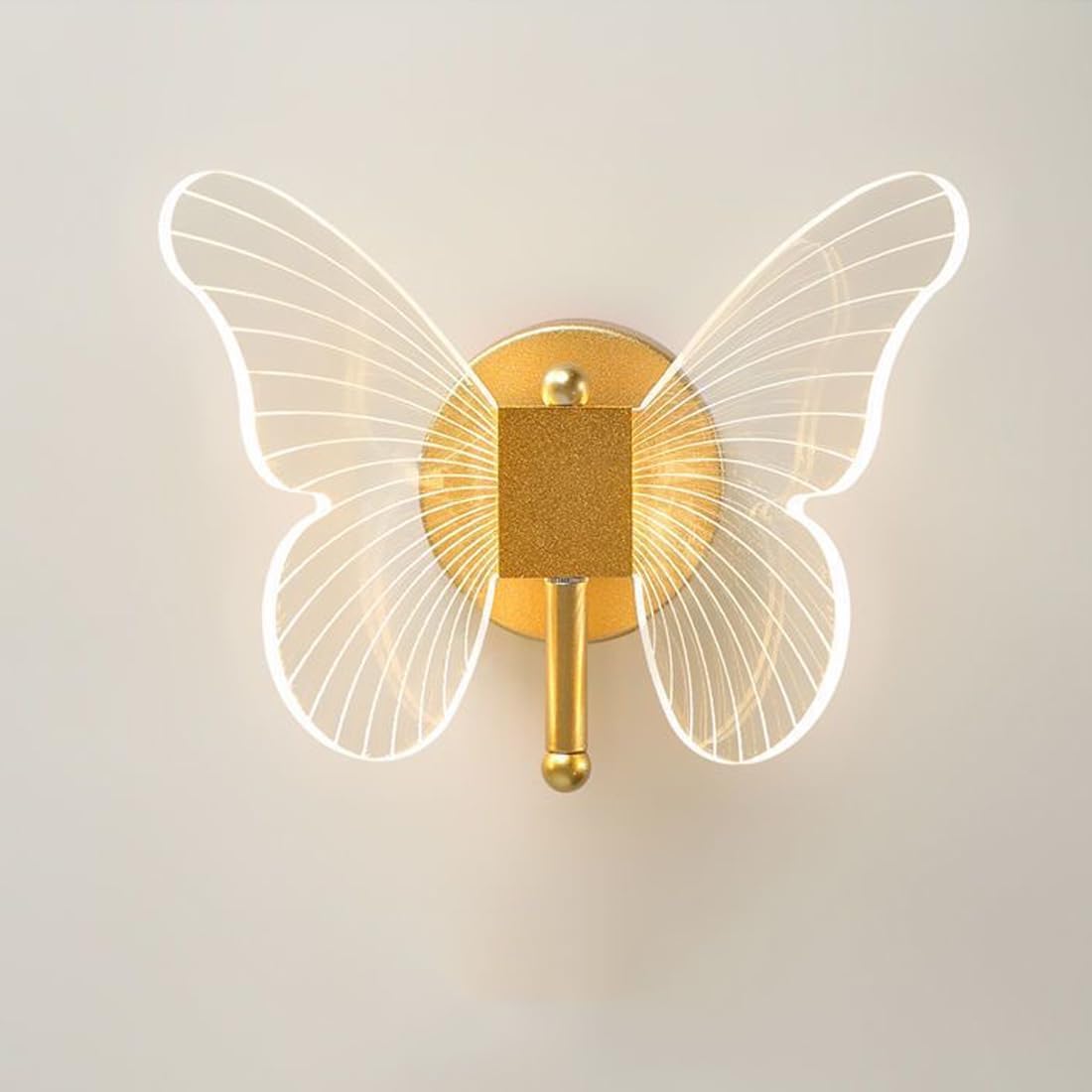 American Butterfly Wall Lamp Modern Children Bedroom Wall Light with Acrylic Butterfly Shade Gold Wall Sconces Dimmable LED Wall Light Fixtures for Bedroom Kids Room Living Room Hallway