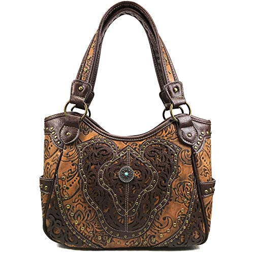 Zelris Women Western Floral Damask Pattern Medallion Concealed Carry Handbag Purse with Matching Crossbody Wallet2