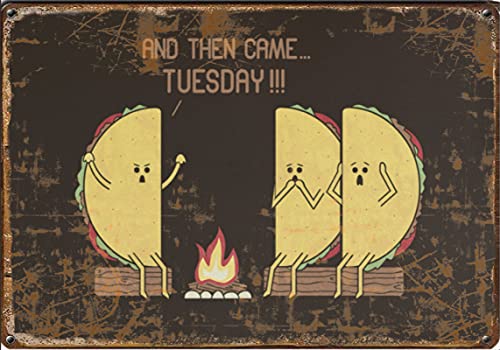 Graman and Then Came Tuesday, Funny Food tin Sign, Tacos Tuesday, Horror Story Art Print, Art for Home, Kitchen Decor,Retro Style, Wall Art Decoration, Farmhouse Decoration, tin Sign 8x12 inches
