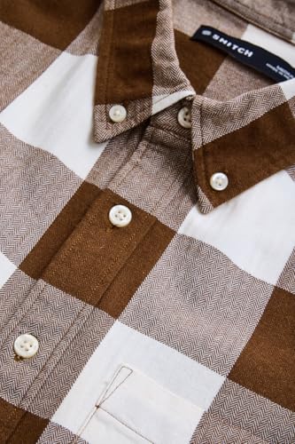 Image of SNITCH Men Casual Shirt | Regular Fit Full Sleeve Button-Down Collar Buffalo Check Pattern | Premium Cotton Blend & Breathable Fabric Outings