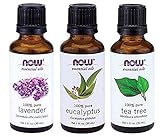 3-Pack Variety of NOW Essential Oils: Tea Tree, Eucalyptus, Lavender