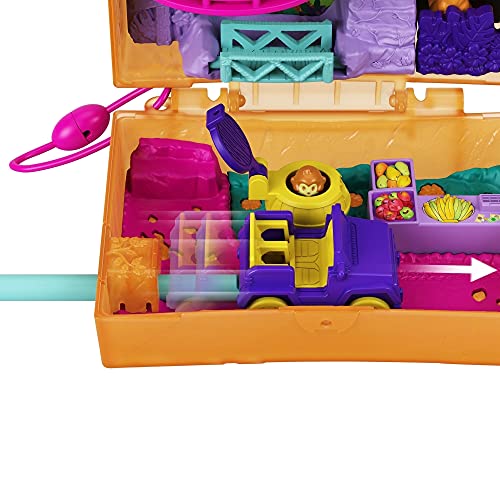 Polly Pocket GKJ53 - Saftspaß-Safari Schatulle mit lustigen Überraschungen, den kleinen Puppen Polly und Shani, 2 Faultier-Figuren und Stickerbogen; Spielzeug für Kinder ab 4 Jahren – Bild 6