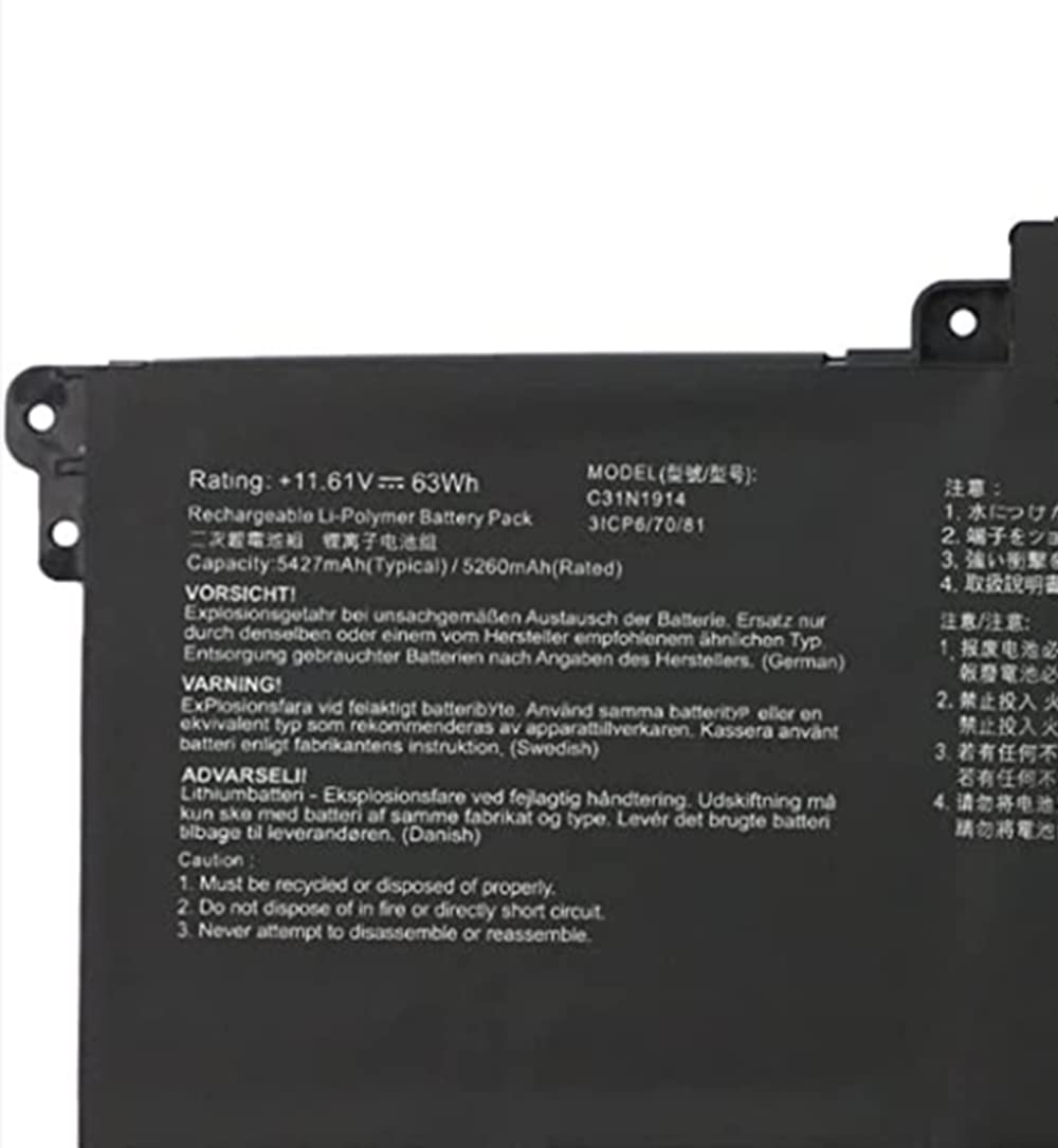 C31N1914 Laptop Batterie pour ASUS ZenBook 13 UX425UG ZenBook 14 Ultralight UX435EAL Zenbook 14 UX435EA UX435EG UM425QA UX435EA-A5001T UX435EG-AI039T 11.61V 63Wh