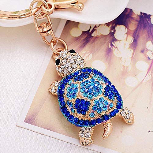 Cute Tutle Rhinestone Alloy Women Car Or Bag Keychain (Dark Blue Turtle) #TOP1