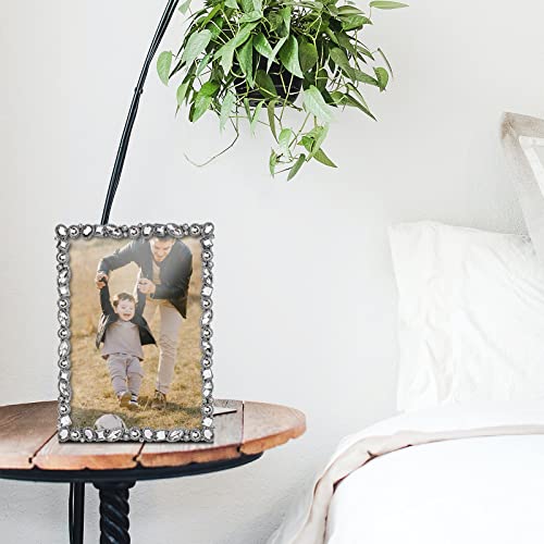 Laraine 5X7 Picture Photo Frame Rhinestones Pearl Metal High Definition Glass Display Pictures For Tabletop Crystal Home Decorative Holiday Gift (Silver) #TOP5