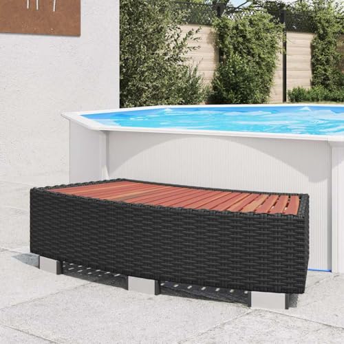 Escalera rectangular para spa de poli ratán sintético negro miniatura 1