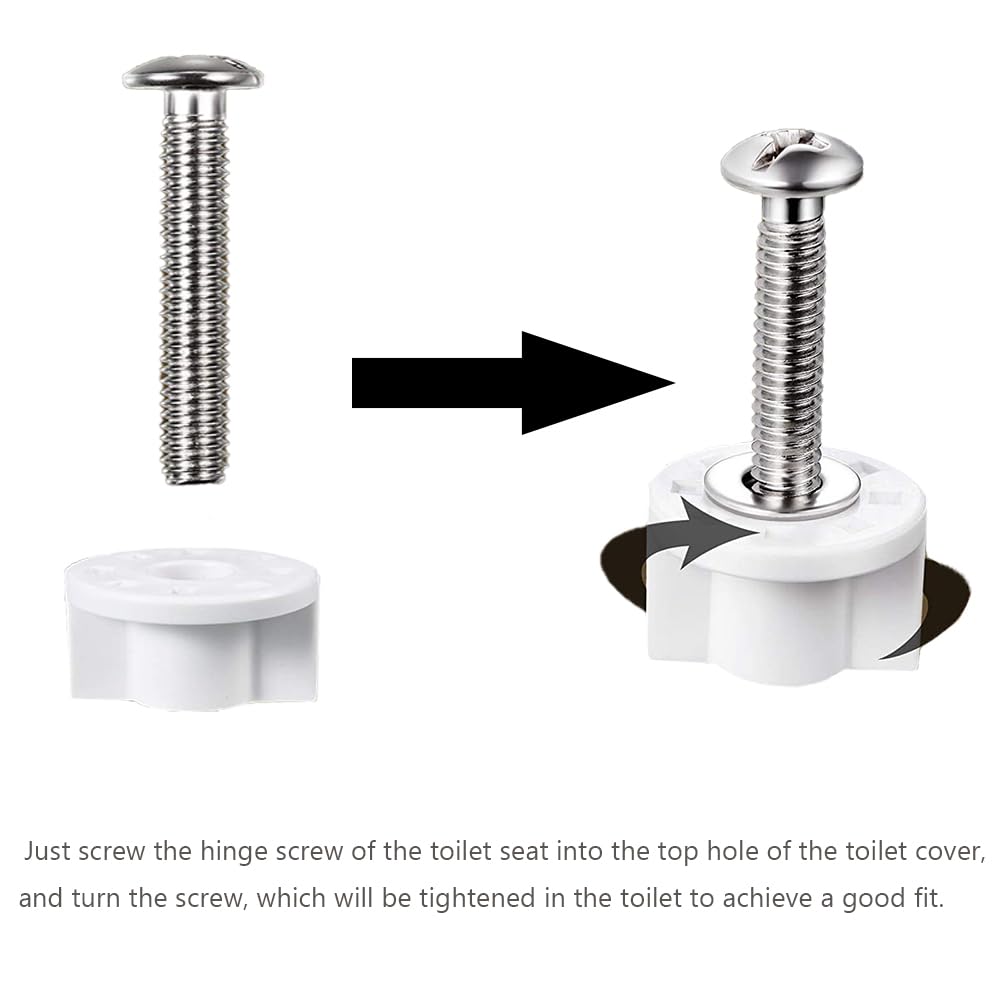 2 PCS Toilet Seat Hinge Screw Anti Slip Toilet Seat Screws Stainless Steel Toilet Seat Bolt Nut Rustproof Toilet Seat Fittings Kit for Toilet Covers Repairing Replacement - Image 4