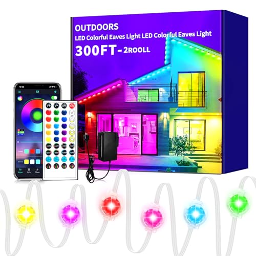 Lumières extérieures permanentes RVB éclairage avant-toit maison guirlande jardin 91m