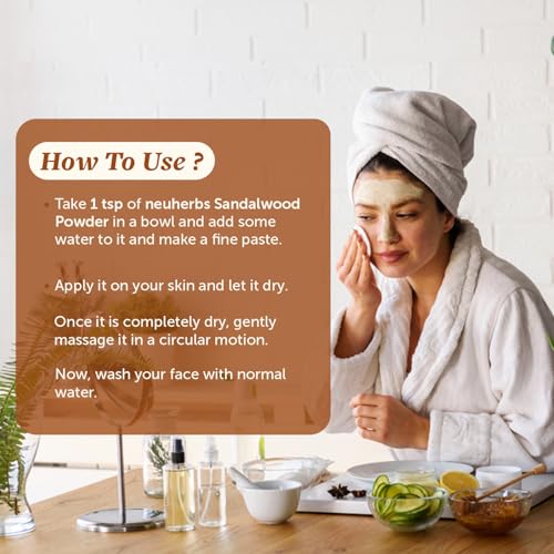 Image of Neuherbs Sandalwood Powder 100g | Chandan Face Pack for Glowing Skin, Skin Brightening & Natural Beauty Care | Ayurvedic Face Mask | 100% Pure & Natural