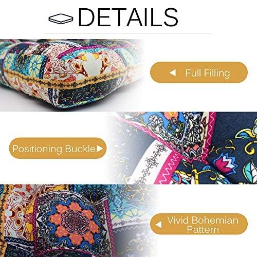 HIGOGOGO Square Meditation Pillow, Large Floor Pillow Thick Tufted Seat Cushion for Balcony Bedroom Tatami Living Room, Turquoise, 22x22 Inch - Image 4