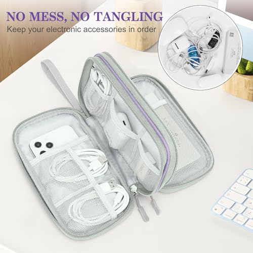 Image of FYY Electronic Organizer, Travel Cable Organizer Bag Pouch Electronic Accessories Carry Case Portable Waterproof Double Layers Storage Bag for Cable, Charger, Phone, Medium Size, Light Purple