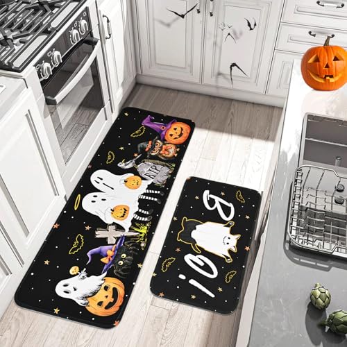 Likiyol Halloween Kitchen Rugs Set Of 2 Ghost Kitchen Mats For Floor Anti Fatigue Mats For Kitchen Floor thumb #7