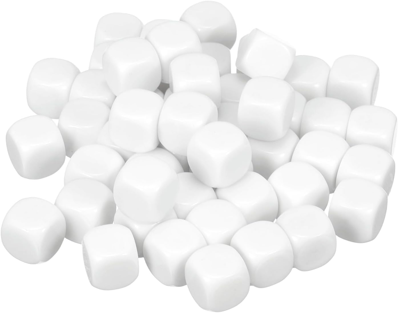 uxcell 50Pcs Acrylic Blank Dice, 10mm/0.39" Acrylic Rounded Corner Six Sided Blank White Dice Blocks with Smoothed Surface for Board Games Party Fun
