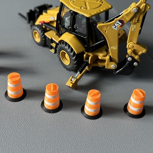 Hot Hobby RoadScapes 1/64 Scale Commander-Style Traffic Barrels (16 Pack) | Modern Construction Drums for Die-Cast Dioramas & Displays