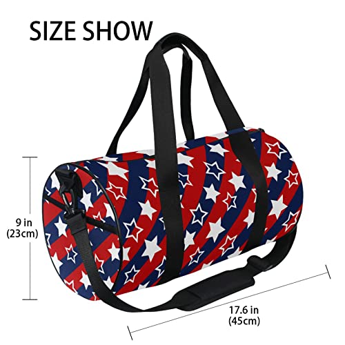 susiyo Star Flag Colors Usa Blue Red White Small Duffle Bag for Women and Men, Canvas Gym Bag Shoulder & Crossbody Weekender Overnight Bag for Travel Sports4